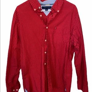 Tommy Hilfiger red button down shirt size medium